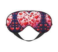 Love Heart Print Sleep Mask Silk Eye Cover Soft Satin Blindfold Elastic Strap Night Eyeshade Travel Nap for Women Men