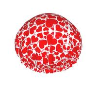 Love Heart Printed Bathing Cap, Dual Layer Hair Protector, Elastic Hair Cover For Washing Face, 10.6in/27cm