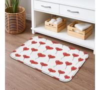 Love Heart Quick Dry Bath Mat, Romantic Red Balloons Absorbent Non Slip Shower Mat, Valentine's Day Flannel Washable Bath Rugs for Bathroom Toilet Restroom Decorative 16x24 Inch