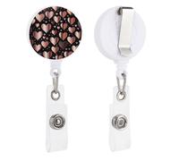 Love Heart Retractable Badge Reel - Personalized ID Name Badge Holder with Lanyard Cute Badges Reel Holder Round Nurse Doctor Name Tag Badges Clip for Work