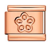 Love Heart Rose Gold Cross Ying Yang Four Leaf Clover Lucky Cat Stainless Steel 9mm Italian Link Charm Compatible With Nomination Bracelet (Star Flower Spacer Rose Gold)