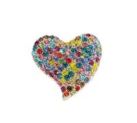 Love Heart Shape Brooch Pin Full Crystal Pink/Red/Coloful Heart Lapel Pin Rhinestone Love Heart Badges for Clothing Bag Hat Fashion Dress Coat Pin Valentine's Day Christmas Gift, Zinc, no gemstone