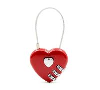 Love Heart-Shape Combination Lock Keyless - 3-Digit Password Resettable Wire Rope Code Padlock for Backpack Lockers (1Pc/Set)