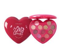 Love Heart Shape Eyeshadow Palette 12 Color Matte Pearlescent Highlight Brighten Pigment Contour Shadow Rouge Cute Girl Makeup Palate (Red)
