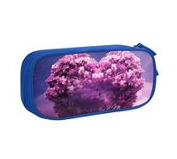 Love Heart Shape Maple Tree Pencil Case, Zip Smooth Pencil Case, Portable Pencil Case Large School Stationery Storage Bag, Make-Up Bag