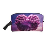 Love Heart Shape Maple Tree Portable Large-Capacity Travel Toiletry Bag (Print Models) Waterproof Makeup Storage Bag for Men and Women for Business Trips, Fitness, Bathroom, Daily Storage