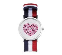 Love Heart Shapes Print Sport Watch for Men Women Nylon Strap Wrist Watch Analog Quartz Watch