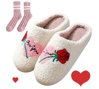 Love Heart Slippers for Women,Cute Valentines Slippers Cozy Plush Warm Slip-On House Shoes for Indoor (Love Heart-D, Adult, Women, 7, Numeric Range, UK Footwear Size System, 8, Medium)