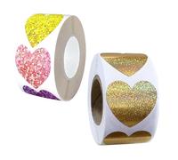 Love Heart Stickers, 1000 Pcs Glitter Heart Reward Sticker 2.5 CM Self Adhesive Sparkly Love Stickers for Valentine's Day and Gifts