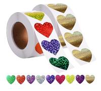 Love Heart Stickers, 1000 Pcs Glitter Heart Reward Sticker 2.5 CM Self Adhesive Sparkly Love Stickers for Envelopes Valentine's Day
