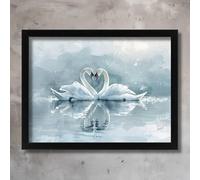 Love Heart Swans Wall Art Print Animal Birds Love Swans Heart Picture Poster Art Poster A5 - Wall Art Home Decor Movie Poster Canvas Film Cinema Retro Vintage Cult Classic Nostargic Saga Modern repri