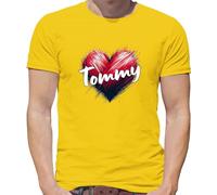 Love Heart Tommy - Mens T-Shirt - Yellow - XL
