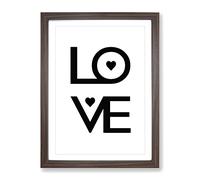 Love Heart Typography Quote Framed Print | A2 Walnut Framed Wall Art | Ready to Hang | Modern Love Picture | Living Room Bedroom Lounge Office