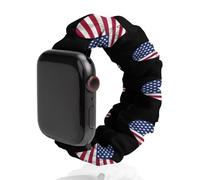 Love Heart U.S. Flag Fashion Scrunchie Watch Strap Compatible with IWatch Series 1 2 3 4 5 6 Elastic Replacement Band