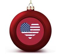 Love Heart U.S. Flag Funny Christmas Tree Ornaments 2.4 Inch Printed Xmas Ball Decoration for Holiday Party