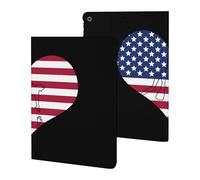 Love Heart U.S. Flag Printed Tablet Cases Compatible with iPad Series Slim Trifold Stand Protective Cover