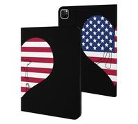 Love Heart U.S. Flag Printed Tablet Cases Compatible with iPad Series Slim Trifold Stand Protective Cover