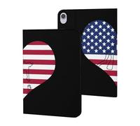 Love Heart U.S. Flag Printed Tablet Cases Compatible with iPad Series Slim Trifold Stand Protective Cover