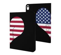 Love Heart U.S. Flag Printed Tablet Cases Compatible with iPad Series Slim Trifold Stand Protective Cover