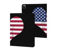 Love Heart U.S. Flag Printed Tablet Cases Compatible with iPad Series Slim Trifold Stand Protective Cover