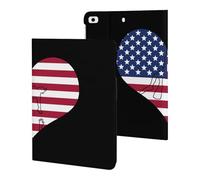 Love Heart U.S. Flag Printed Tablet Cases Compatible with iPad Series Slim Trifold Stand Protective Cover