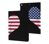 Love Heart U.S. Flag Printed Tablet Cases Compatible with iPad Series Slim Trifold Stand Protective Cover