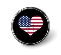 Love Heart U.S. Flag Round Metal Brooches 1 Inch Decorative Badges Exquisite Decorations Pins for Clothing