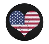 Love Heart U.S. Flag Round Wooden Puzzle Letter on Back