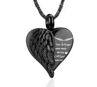 Love Heart Urn Necklace for Ashes Keepsake Memorial Cremation Jewelry Stainless Steel Angel Wing Heart Urn Locket Ashes Holder Memorial Urn Jewelry for Human/Pet Ashes