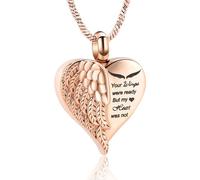 Love Heart Urn Necklace for Ashes Keepsake Memorial Cremation Jewelry Stainless Steel Angel Wing Heart Urn Locket Ashes Holder Memorial Urn Jewelry for Human/Pet Ashes