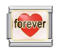 Love Heart Wife Husband Mum Daughter Sister Birthday Pink Family Stainless Steel 9mm Italian Link Charm Compatible With Nomination Bracelet (I love You Forever Heart Red)