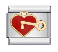 Love Heart Wife Husband Mum Daughter Sister Birthday Pink Family Stainless Steel 9mm Italian Link Charm Compatible With Nomination Bracelet (Key To My Heart Love Lock)