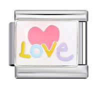 Love Heart Wife Husband Mum Daughter Sister Birthday Pink Family Stainless Steel 9mm Italian Link Charm Compatible With Nomination Bracelet (I Love You Heart Letters Mum Mother Daughter)