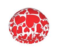 Love Heart Women Luxury Shower Cap,Double Layer Protective Elastic Reusable Adjustable Shower Cap