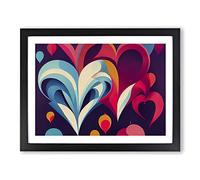 Love Hearts Abstract Framed Print | A3 Black Framed Wall Art | Ready to Hang | Abstract Love Picture | Living Room Bedroom Lounge Office