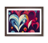 Love Hearts Abstract H1022 Framed Print for Living Room Bedroom Home Office Décor, Wall Art Picture Ready to Hang, Walnut A3 Frame (46 x 34 cm)