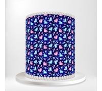 Love Hearts Blue Diamond’s Gemstones Wrap Around Print A4 Edible Paper Cake Topper Icing Sheet Side Ribbon Border Decor for Personalised Themed Decorations