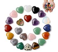 Love Hearts Crystals, Healing Gemstones Set for Meditation and Chakra Balancing, 25 Heart Shaped Crystals for Spiritual Practices and Gifts, 2 cm Polished Stones