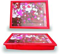 Love Hearts Cushioned Bean Bag laptray Home Laptop Tray Drinks Food Breakfast Lap Tray A comfortable Padded Bean Bag Cushioned Laptray