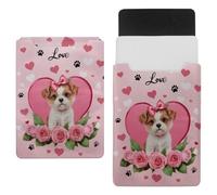 Love Hearts Dog Rose Laptop Sleeve 13.8x10.2in Laptop Case Bag Dutch Celvet Lining Computer Bag Cover