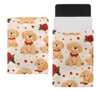 Love Hearts Golden Retriever Laptop Sleeve 13.8x10.2in Laptop Case Bag Dutch Celvet Lining Computer Bag Cover