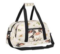 Love Hearts Kids Overnighter Duffel Bags for Boys, Carry-On Size Sports Gym Bag with Front Zipper Pocket for School Practice or Overnight Travel Weekender Sleepover Tote Bag, Highland Cow Floral, 18.9