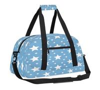 Love Hearts Kids Overnighter Duffel Bags for Boys, Carry-On Size Sports Gym Bag with Front Zipper Pocket for School Practice or Overnight Travel Weekender Sleepover Tote Bag, Blue Pentagrams, 18.9"L x