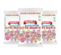 Love Hearts Mini Rolls Emoji Limited Edition- Retro Sharing Sweets Bag 127g, Fruit Flavoured Treats for Kids & Adults, Party Bag Fillers, Wedding Favours & Celebration Sweets - Pack of 3