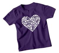 Love Hearts Pattern Kids T-Shirt Childrens Graphic Affection Tee Unisex Boys Girls Top 9-11 Years Purple