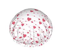 Love & Hearts Reusable Shower Cap Women Waterproof PEVA Lining bathing cap double-layer Elastic Stretch Hem bath cap Waterproof Stretchy Hair Cap For Women Men