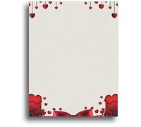 Love Hearts Romantic Stationery Paper - 50 Sheets | 28lb Bond Elegant Writing Paper for Love Letters, Notes, Invitations & Special Messages