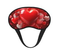 Love Hearts Sleep Mask for Side Sleeper, Blackout Sleep Eye Mask Comfortable Blindfold Eyeshade Soft Breathable Sleeping Mask with Elastic Strap Silk Eye Covers for Travel