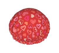 Love & Hearts Waterproof Bath Hat for Short and Long Hair Lined & Oversized Elastic Reusable Shower Caps For Home Spa Salon