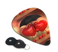 Love Hearts With Umbrella Print Guitar Picks Includes Thin,Medium, Heavy, Classical Triangle Picks, For Guitar Bass Ukulele (6 -Pack)